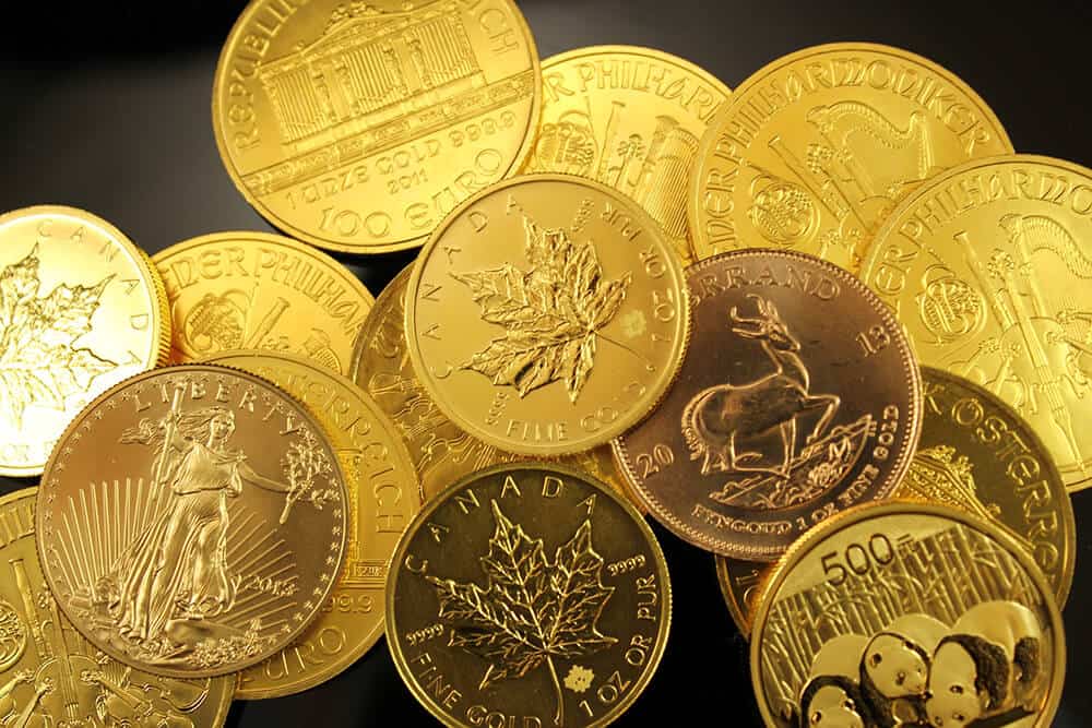 A pile of bullion coins