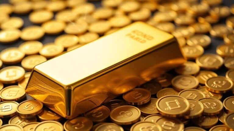 Gold bars and coins with Orion constellation