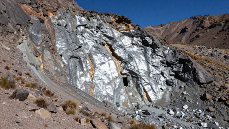 Silver mine entrance in Peruvian mountains