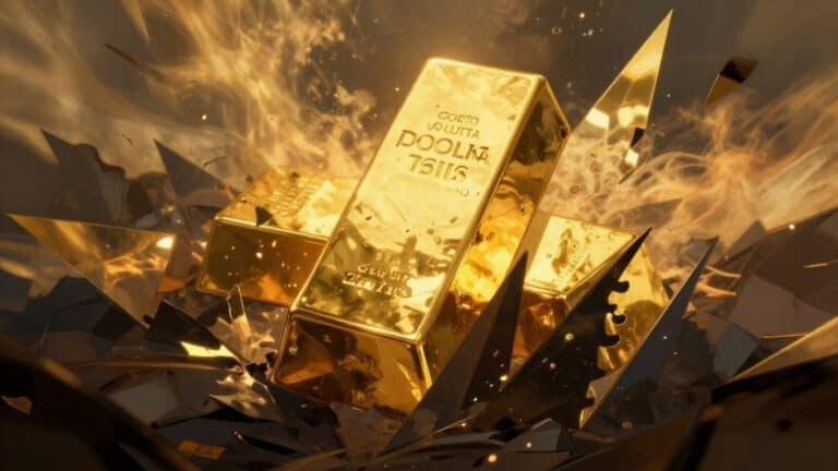 Gold bar against a fiery, turbulent sky.
