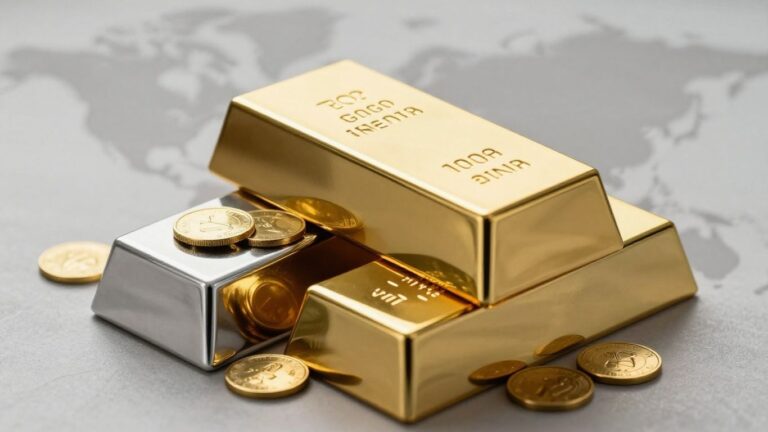 Gold and silver bars with abstract background