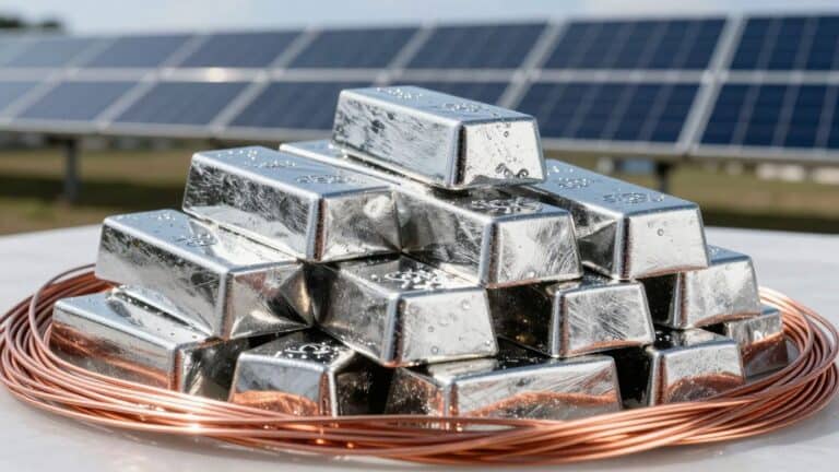 Silver and copper materials for solar panels.