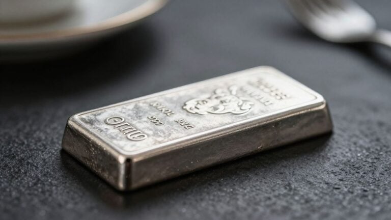 A polished silver bar reflecting light.