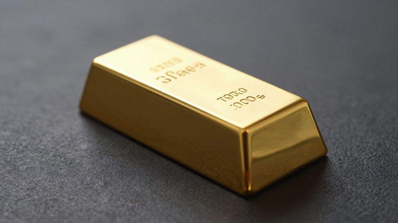Close-up of a gold bar with a blurred background.